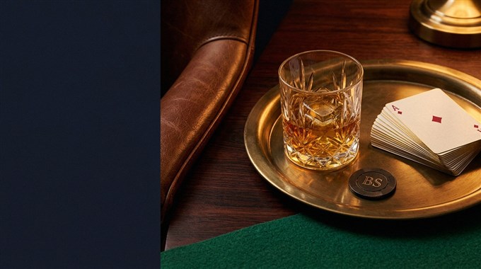 Casino gaming table with cards and chips